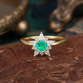 Lab Grown Emerald Engagement Ring | Floral Emerald Cluster Setting